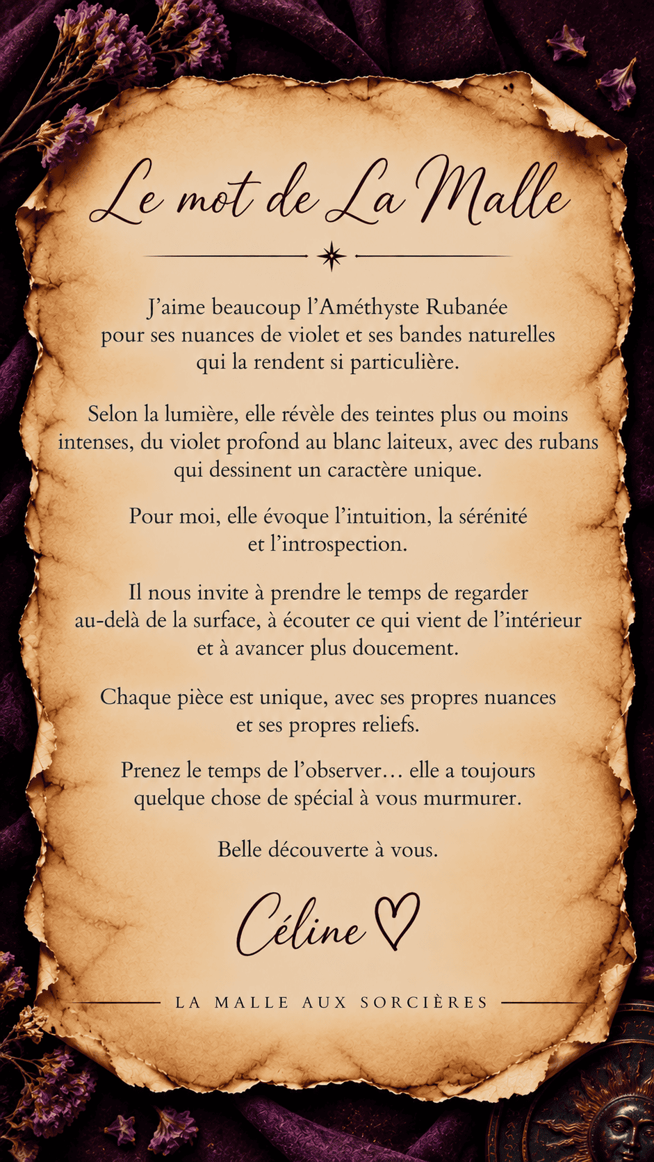 Am&eacute;thyste rubann&eacute;e brute -Vertus